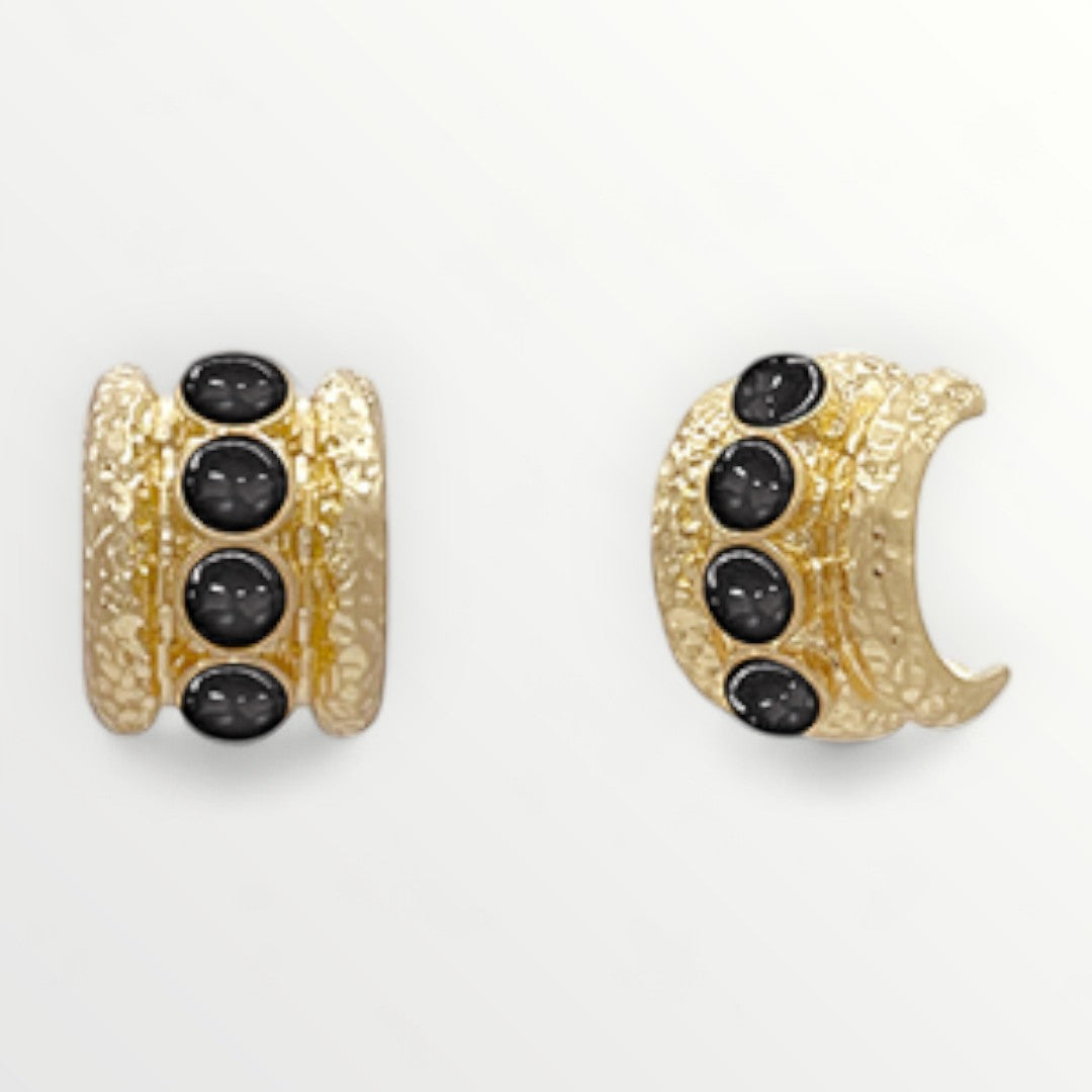 Black Antique Bold Stone Hoops-Earrings-LouisGeorge Boutique-LouisGeorge Boutique, Women’s Fashion Boutique Located in Trussville, Alabama