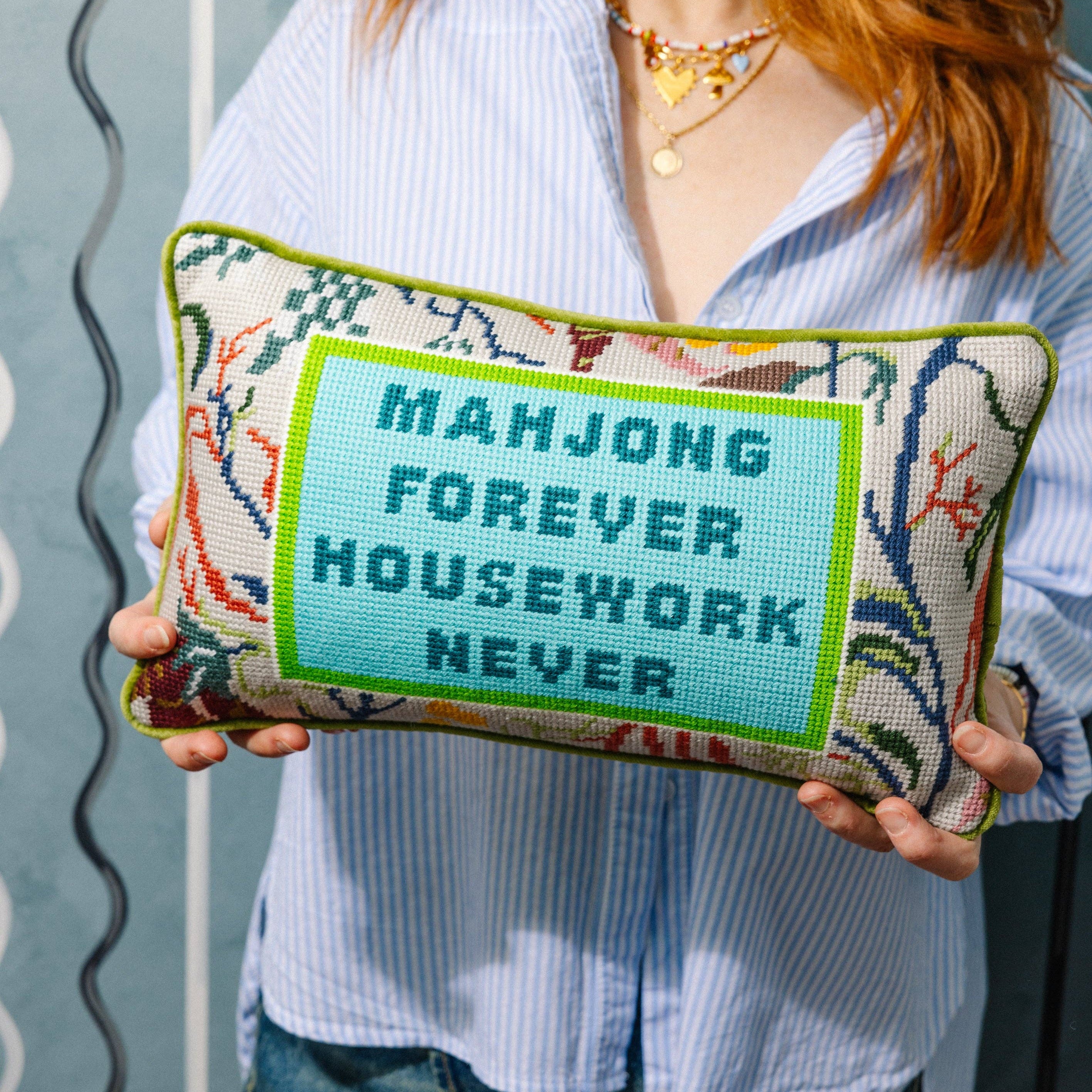 Mahjong Needlepoint Pillow-Handbags-LouisGeorge Boutique-LouisGeorge Boutique, Women’s Fashion Boutique Located in Trussville, Alabama