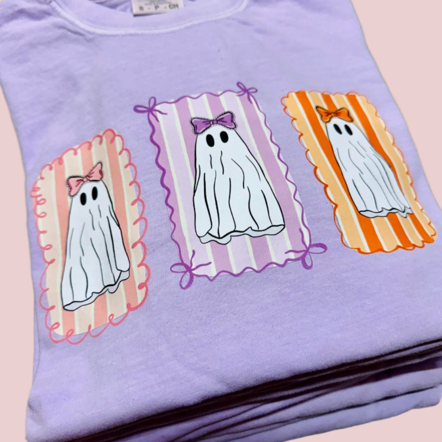 Boo-tiful Bows Ghost Comfort Colors Long Sleeve Tee - Orchid-Graphic Tee-LouisGeorge Boutique-LouisGeorge Boutique, Women’s Fashion Boutique Located in Trussville, Alabama
