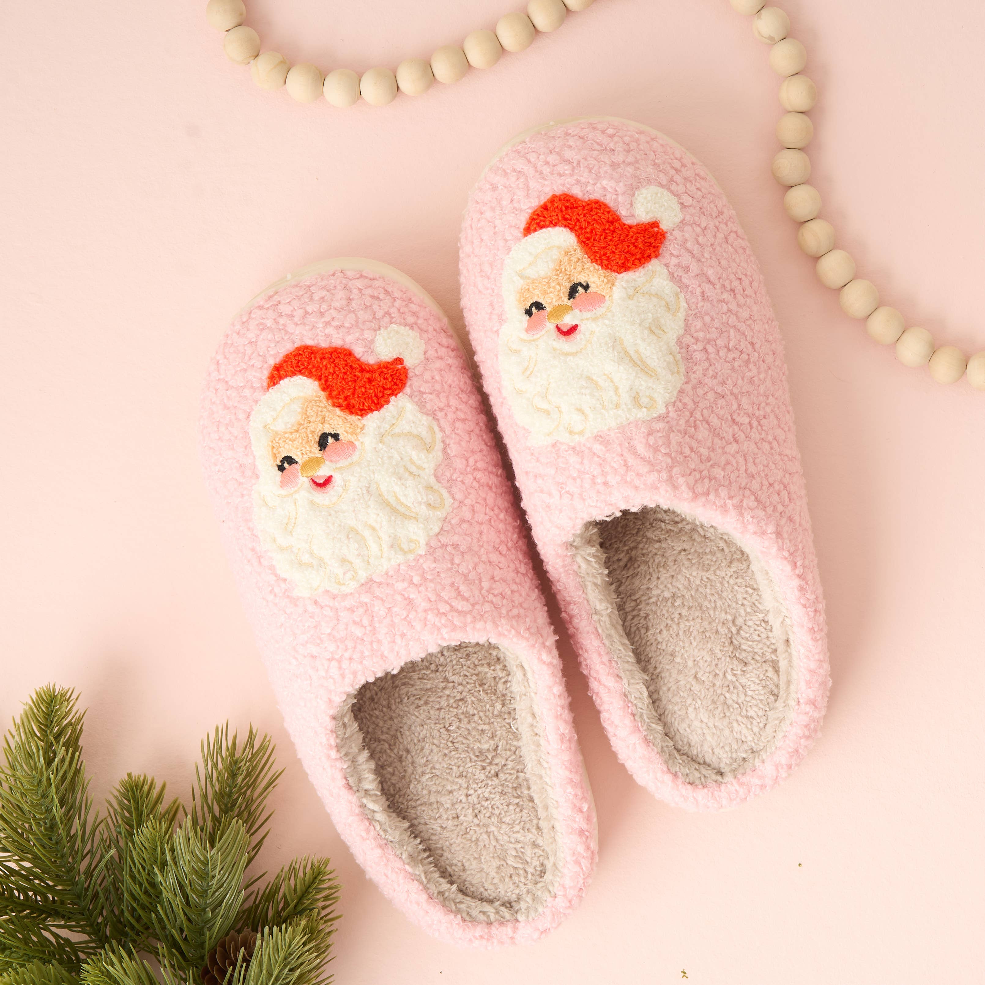 Cozy Santa Slippers - Pink-Slippers-The Darling Effect-LouisGeorge Boutique, Women’s Fashion Boutique Located in Trussville, Alabama