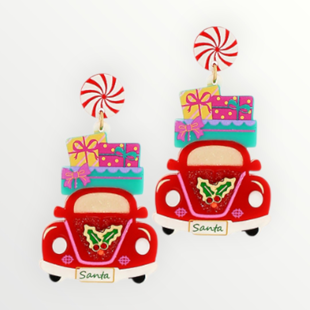 Christmas Car & Gifts Acrylic Earrings-Earrings-LouisGeorge Boutique-LouisGeorge Boutique, Women’s Fashion Boutique Located in Trussville, Alabama