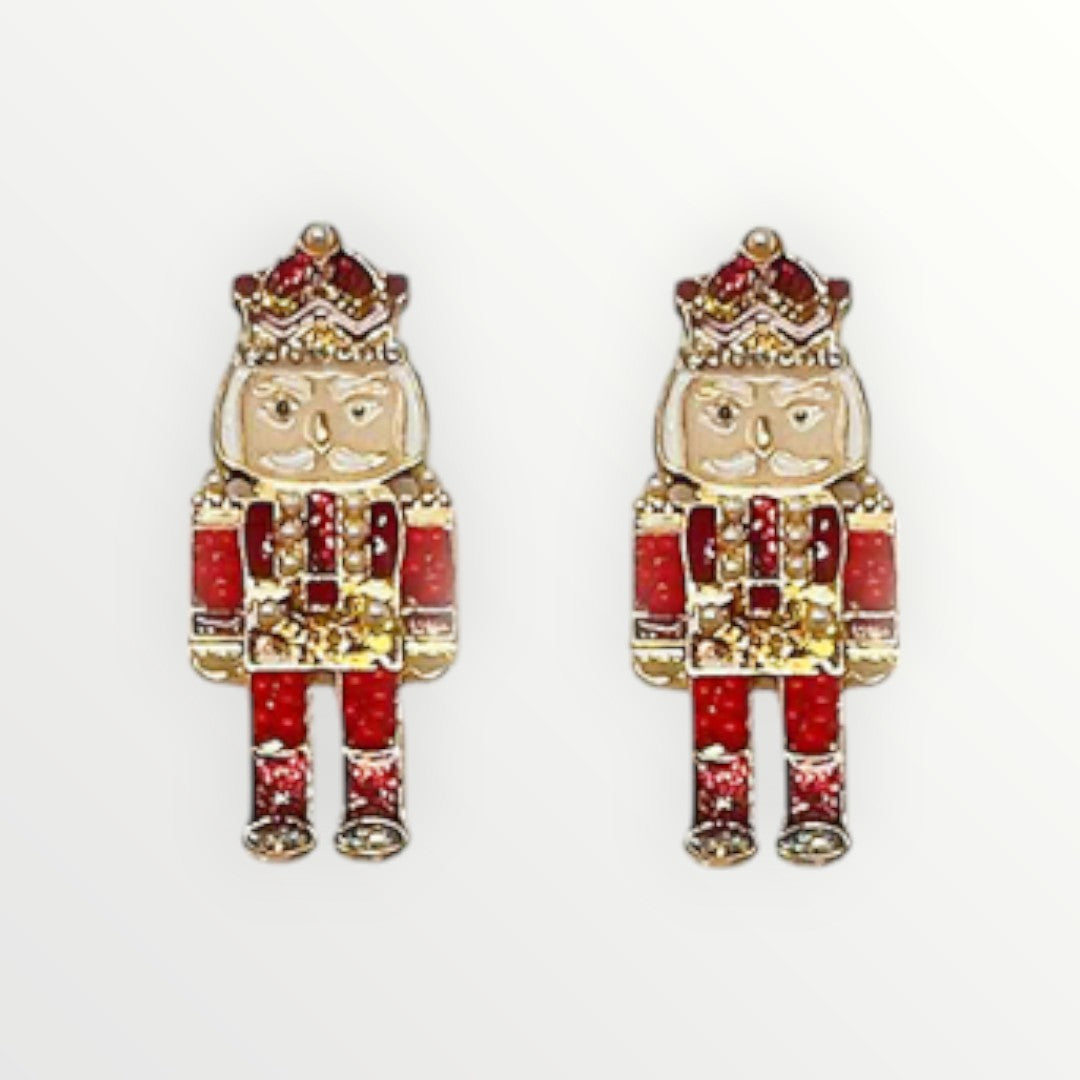 Red Glitter Nutcracker Earrings-Earrings-LouisGeorge Boutique-LouisGeorge Boutique, Women’s Fashion Boutique Located in Trussville, Alabama