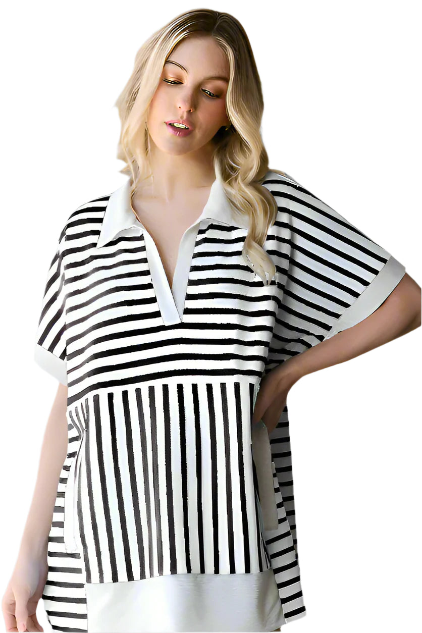Cream & Black Striped Top - Plus/Regular-Apparel-Heimish-LouisGeorge Boutique, Women’s Fashion Boutique Located in Trussville, Alabama