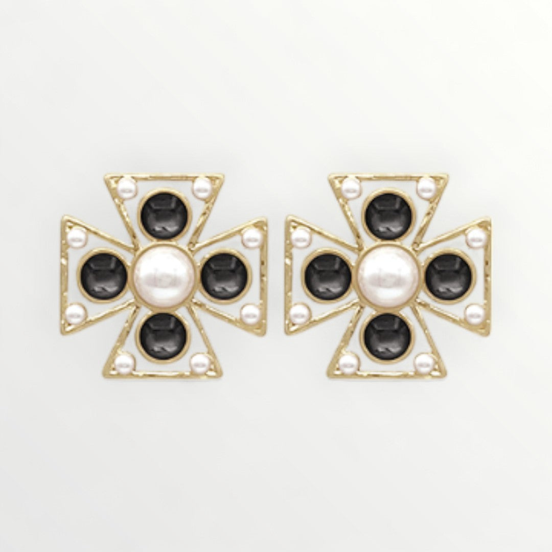Black Stone Cross Earrings-Earrings-LouisGeorge Boutique-LouisGeorge Boutique, Women’s Fashion Boutique Located in Trussville, Alabama
