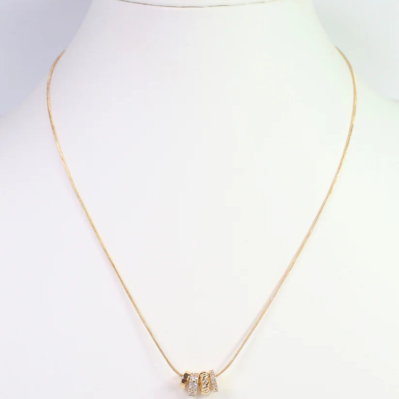 Atlantic Rondelle Charm Necklace WR Gold-Necklaces-Caroline Hill-LouisGeorge Boutique, Women’s Fashion Boutique Located in Trussville, Alabama