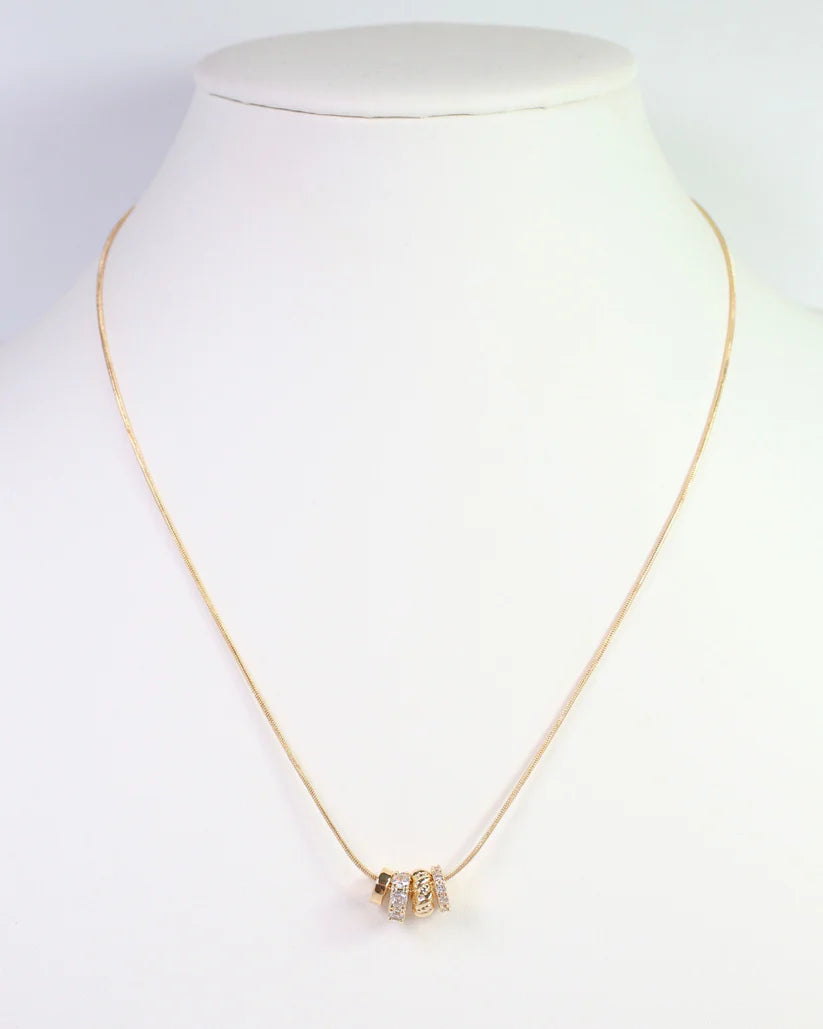 Atlantic Rondelle Charm Necklace WR Gold-Necklaces-Caroline Hill-LouisGeorge Boutique, Women’s Fashion Boutique Located in Trussville, Alabama