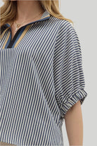 Navy Multi-Stripe Dolman Top - Plus/Regular-Apparel-Entro-LouisGeorge Boutique, Women’s Fashion Boutique Located in Trussville, Alabama
