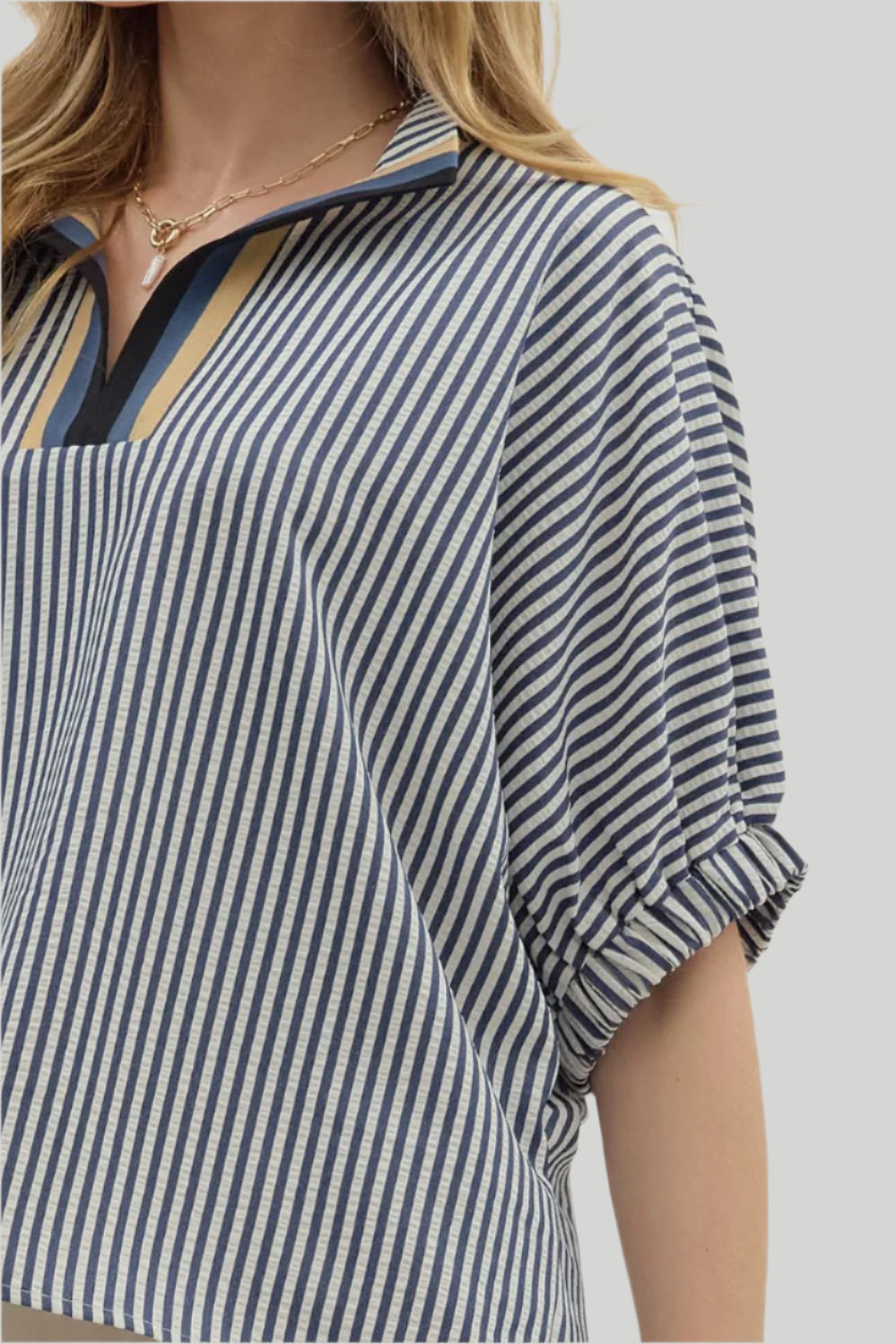 Navy Multi-Stripe Dolman Top - Plus/Regular-Apparel-Entro-LouisGeorge Boutique, Women’s Fashion Boutique Located in Trussville, Alabama