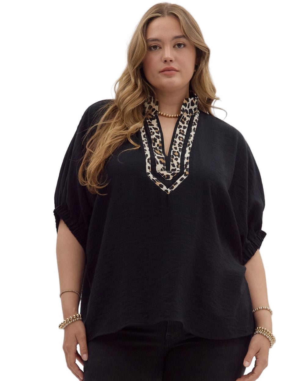 Black Leopard Print Accent Dolman Top - Plus/Regular-Apparel-Entro-LouisGeorge Boutique, Women’s Fashion Boutique Located in Trussville, Alabama