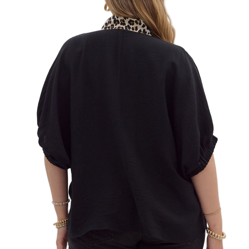Black Leopard Print Accent Dolman Top - Plus/Regular-Apparel-Entro-LouisGeorge Boutique, Women’s Fashion Boutique Located in Trussville, Alabama