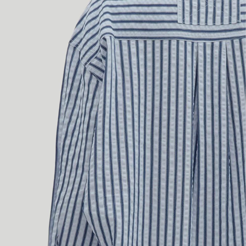 Chambray Textured Stripe Button-Down Top - Plus/Regular-Apparel-Entro-LouisGeorge Boutique, Women’s Fashion Boutique Located in Trussville, Alabama