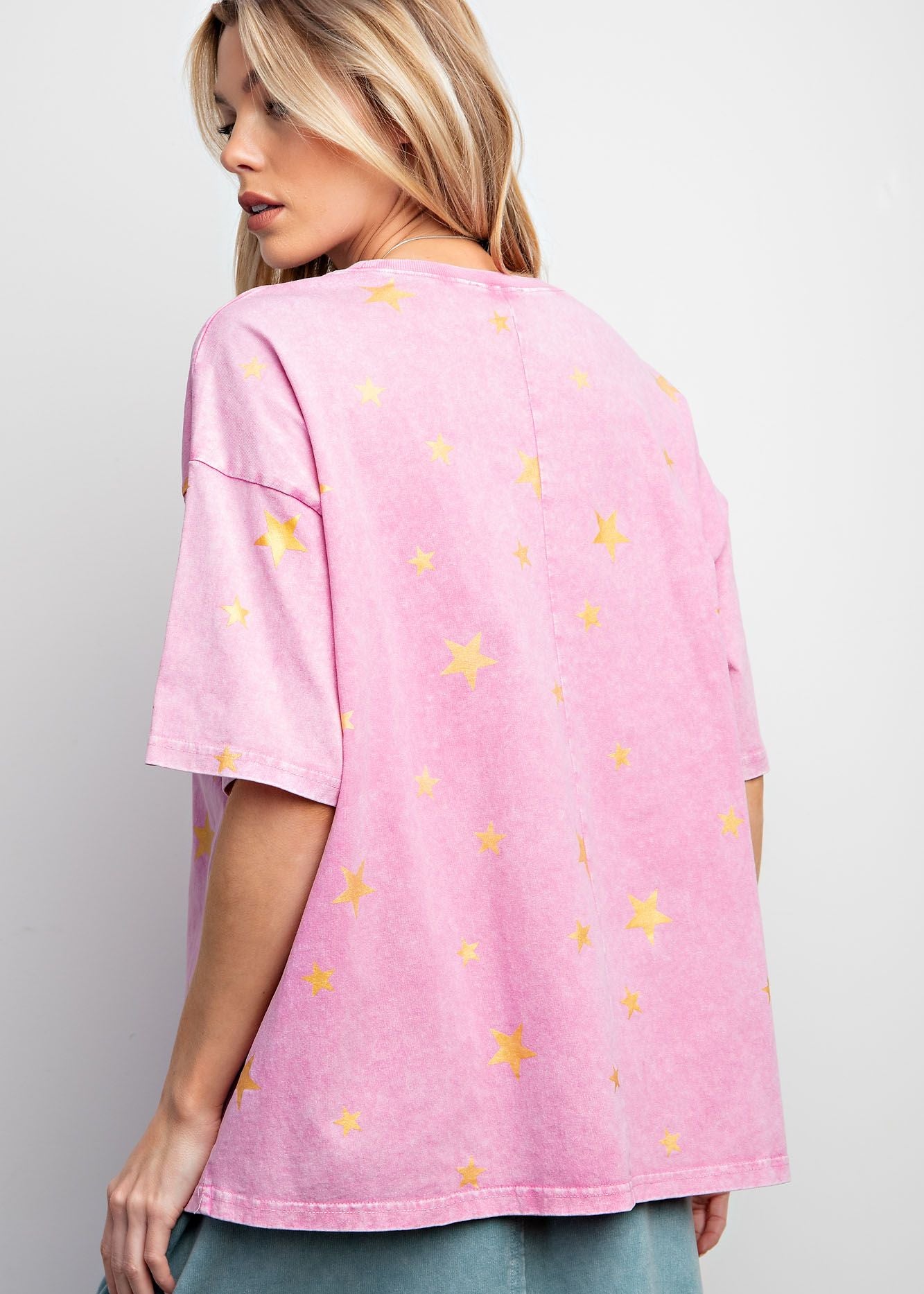 Gold Star Mineral Washed Cotton Knit Top by Easel - Barbie Pink - Plus/Regular-Apparel-Easel-LouisGeorge Boutique, Women’s Fashion Boutique Located in Trussville, Alabama