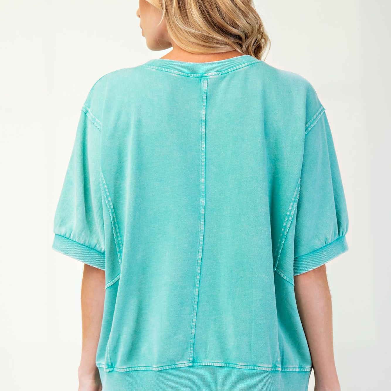 Daisy Patch Mineral Wash Pullover by Easel - Atlantis Green - Plus/Regular-Apparel-Easel-LouisGeorge Boutique, Women’s Fashion Boutique Located in Trussville, Alabama