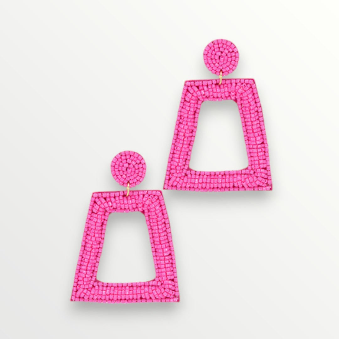 Pink Geo Beaded Earrings-Earrings-LouisGeorge Boutique-LouisGeorge Boutique, Women’s Fashion Boutique Located in Trussville, Alabama