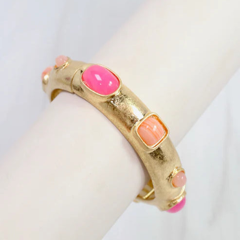 Regal Stone Stretch Bracelet Pink-Bracelet-Caroline Hill-LouisGeorge Boutique, Women’s Fashion Boutique Located in Trussville, Alabama