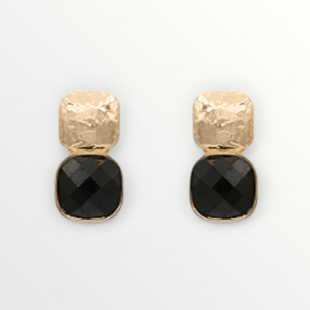 Small Black Gemstone & Gold Stacked Earrings-Earrings-LouisGeorge Boutique-LouisGeorge Boutique, Women’s Fashion Boutique Located in Trussville, Alabama
