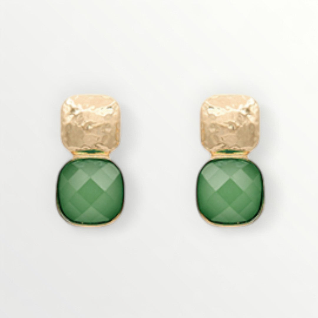 Small Green Gemstone & Gold Stacked Earrings-Earrings-LouisGeorge Boutique-LouisGeorge Boutique, Women’s Fashion Boutique Located in Trussville, Alabama