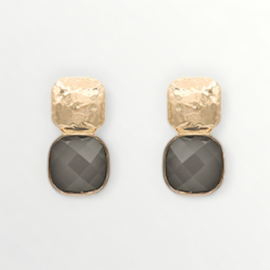 Small Grey Gemstone & Gold Stacked Earrings-Earrings-LouisGeorge Boutique-LouisGeorge Boutique, Women’s Fashion Boutique Located in Trussville, Alabama