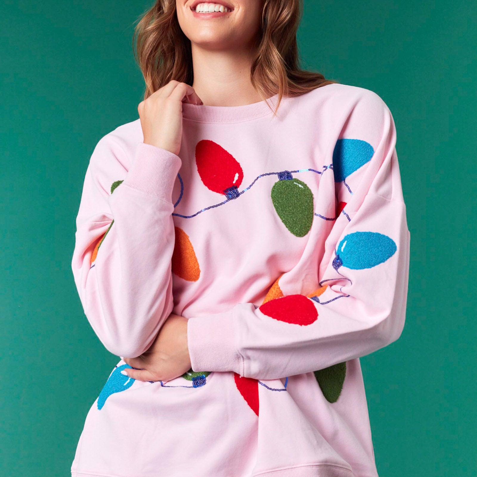 Chenille Embroidery & Sequins Detailed Multi Color Light Oversized Sweatshirt-Apparel-Fantastic Fawn-LouisGeorge Boutique, Women’s Fashion Boutique Located in Trussville, Alabama