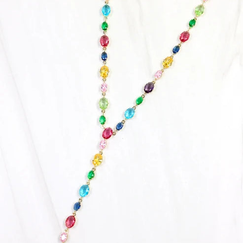 St Regis Crystal Y Necklace WP Multi-Necklaces-LouisGeorge Boutique-LouisGeorge Boutique, Women’s Fashion Boutique Located in Trussville, Alabama