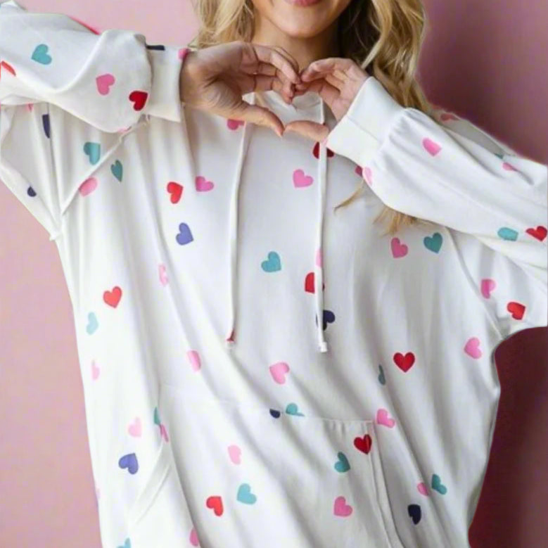 Sweetheart Hoodie Pullover - Ivory - Plus/Regular-Graphic Tee-Easel-LouisGeorge Boutique, Women’s Fashion Boutique Located in Trussville, Alabama