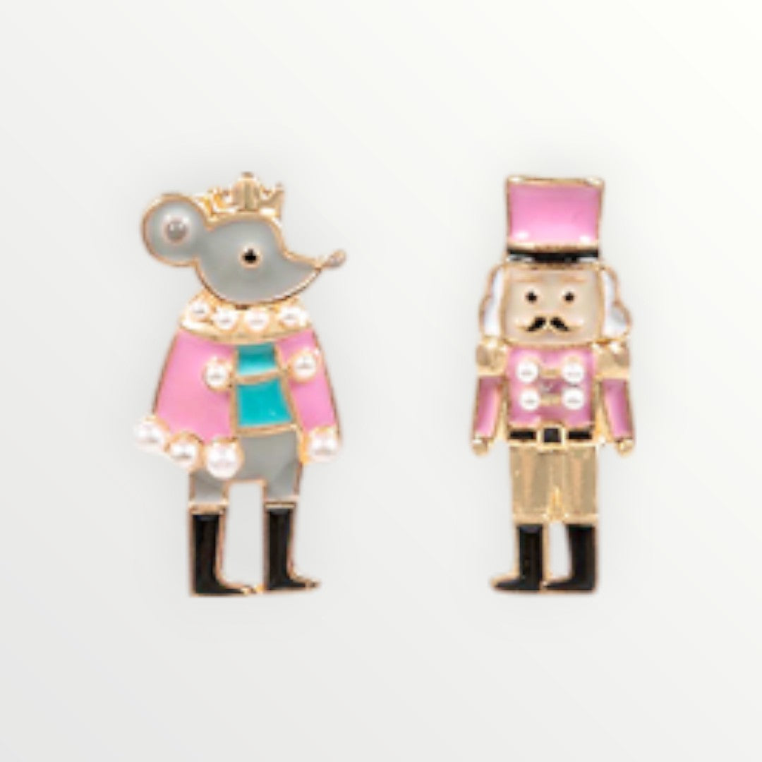 Pink Mini Nutcracker Mouse King Earrings-Earrings-LouisGeorge Boutique-LouisGeorge Boutique, Women’s Fashion Boutique Located in Trussville, Alabama