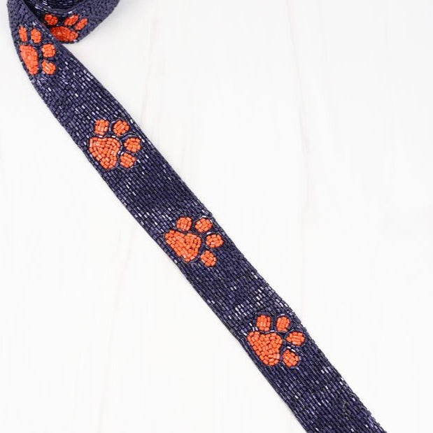 Navy & Orange Paw Print Beaded Crossbody Strap-Crossbody Beaded Strap-LouisGeorge Boutique-LouisGeorge Boutique, Women’s Fashion Boutique Located in Trussville, Alabama