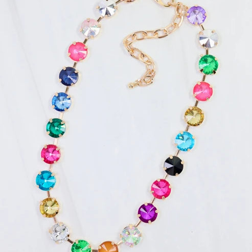 Shalimar Large Rhinestone Necklace Dark Multi-Necklaces-LouisGeorge Boutique-LouisGeorge Boutique, Women’s Fashion Boutique Located in Trussville, Alabama
