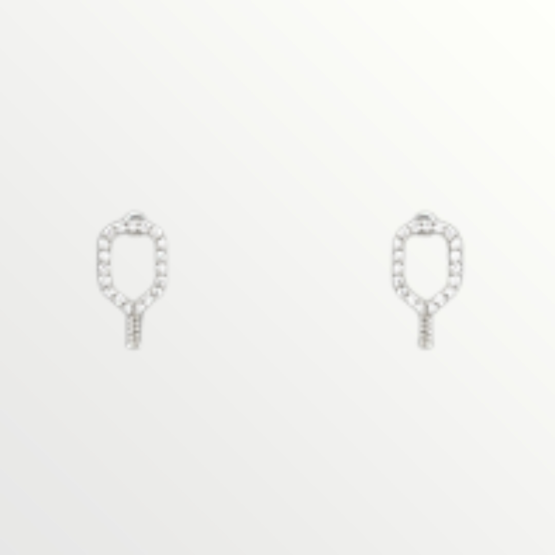 Mini Silver Pave Pickleball Earrings-Earrings-LouisGeorge Boutique-LouisGeorge Boutique, Women’s Fashion Boutique Located in Trussville, Alabama