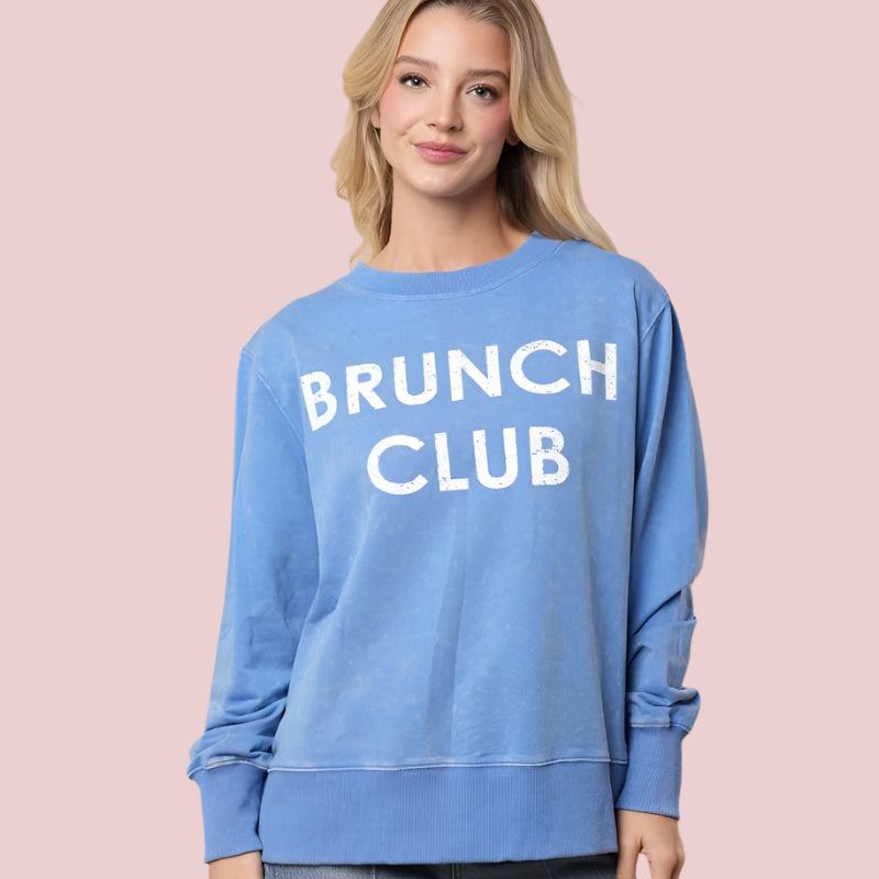 Brunch Club Solid Knit Pullover - Washed Blue-Sweater-White Birch-LouisGeorge Boutique, Women’s Fashion Boutique Located in Trussville, Alabama