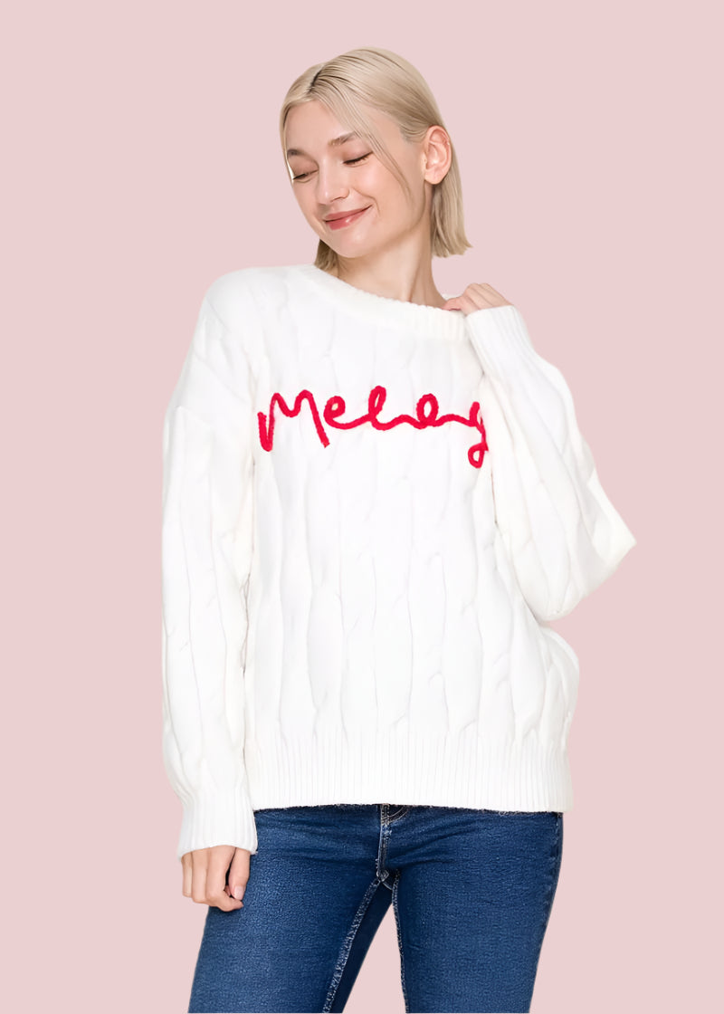 MERRY Holiday Sweater - Off White - Plus/Regular-Sweater-White Birch-LouisGeorge Boutique, Women’s Fashion Boutique Located in Trussville, Alabama