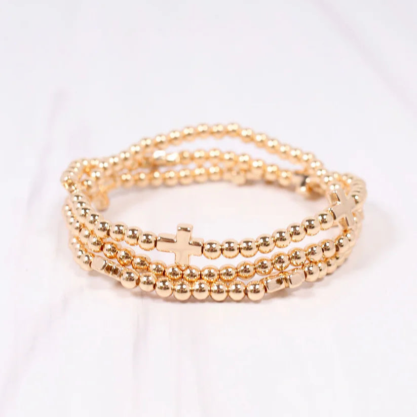 Milano Cross Bracelet Set Gold-Bracelet-Caroline Hill-LouisGeorge Boutique, Women’s Fashion Boutique Located in Trussville, Alabama