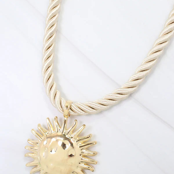 Grand Haven Sun Cord Necklace Gold-Necklaces-Caroline Hill-LouisGeorge Boutique, Women’s Fashion Boutique Located in Trussville, Alabama