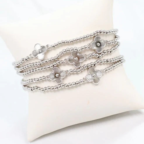 Branden Clover Bracelet Set Silver-Bracelet-Caroline Hill-LouisGeorge Boutique, Women’s Fashion Boutique Located in Trussville, Alabama