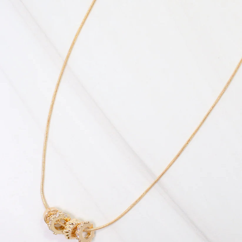 Atlantic Rondelle Charm Necklace WR Gold-Necklaces-Caroline Hill-LouisGeorge Boutique, Women’s Fashion Boutique Located in Trussville, Alabama