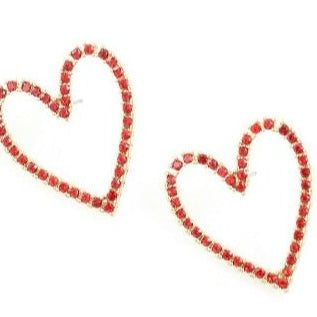 Just a Crush Red & Gold Double Heart Earrings-Earrings-LouisGeorge Boutique-LouisGeorge Boutique, Women’s Fashion Boutique Located in Trussville, Alabama