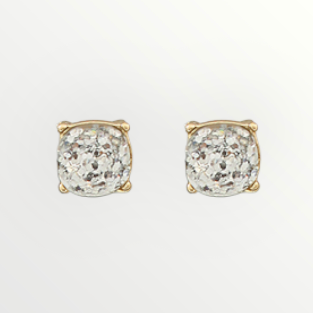 Mini Silver Glitter Earrings-Earrings-louisgeorgeboutique-LouisGeorge Boutique, Women’s Fashion Boutique Located in Trussville, Alabama