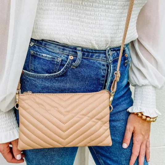 Sherman Quilted Crossbody - Taupe-Handbags-Caroline Hill-LouisGeorge Boutique, Women’s Fashion Boutique Located in Trussville, Alabama