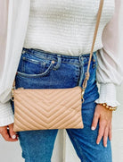 Sherman Quilted Crossbody - Taupe-Handbags-Caroline Hill-LouisGeorge Boutique, Women’s Fashion Boutique Located in Trussville, Alabama