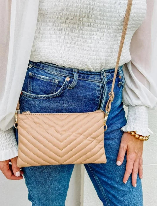 Sherman Quilted Crossbody - Taupe-Handbags-Caroline Hill-LouisGeorge Boutique, Women’s Fashion Boutique Located in Trussville, Alabama