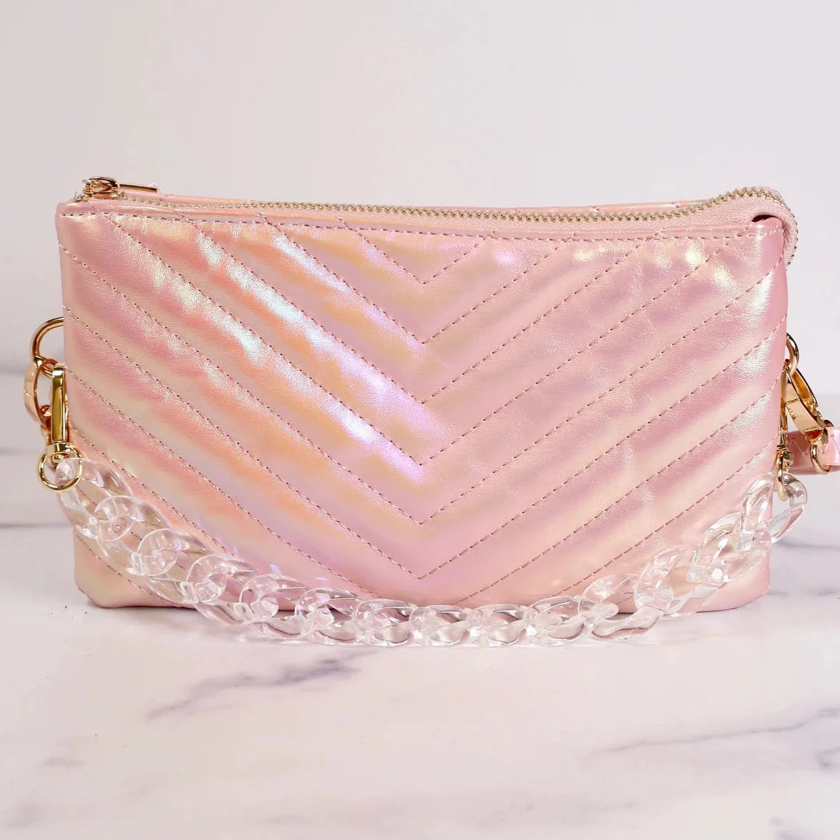 Sherman Quilted Crossbody - Pink Opal-Handbags-Caroline Hill-LouisGeorge Boutique, Women’s Fashion Boutique Located in Trussville, Alabama