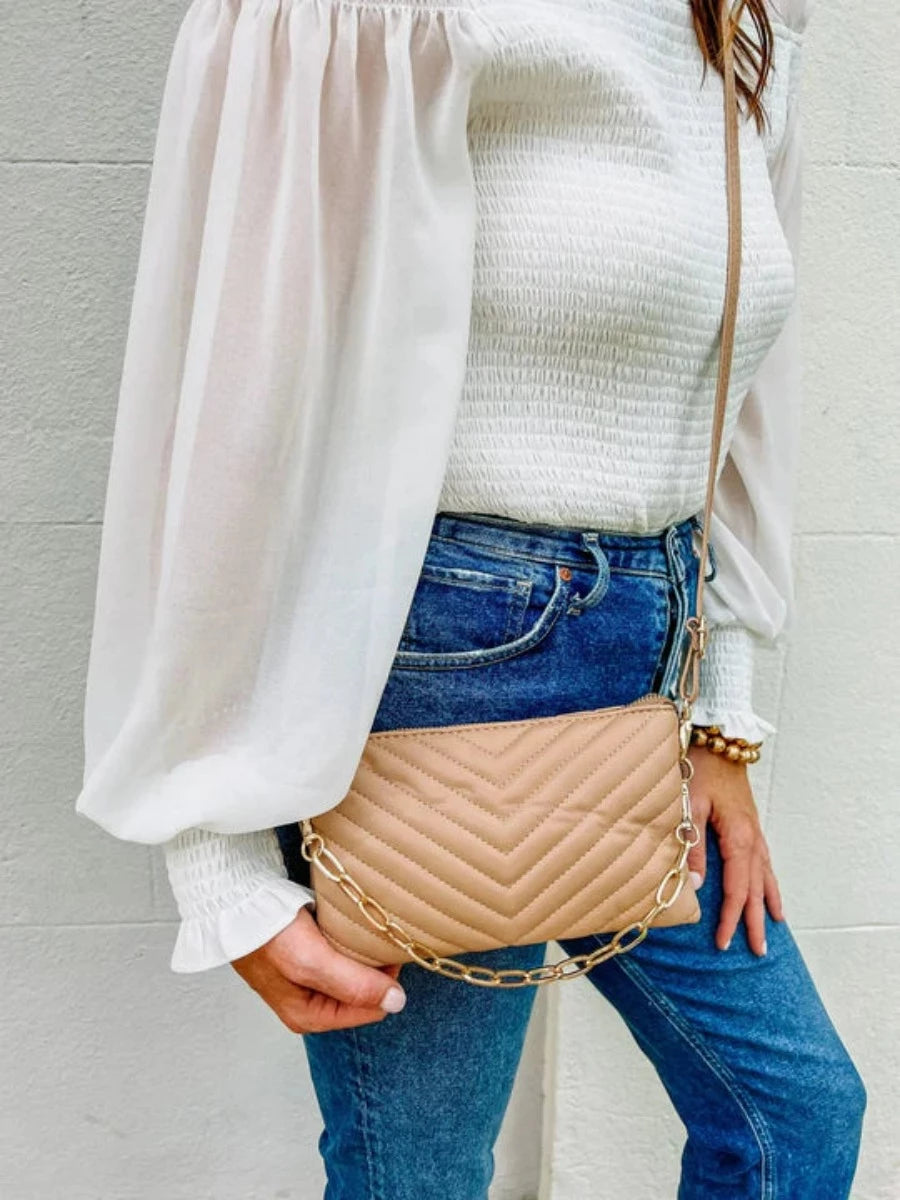 Sherman Quilted Crossbody - Taupe-Handbags-Caroline Hill-LouisGeorge Boutique, Women’s Fashion Boutique Located in Trussville, Alabama
