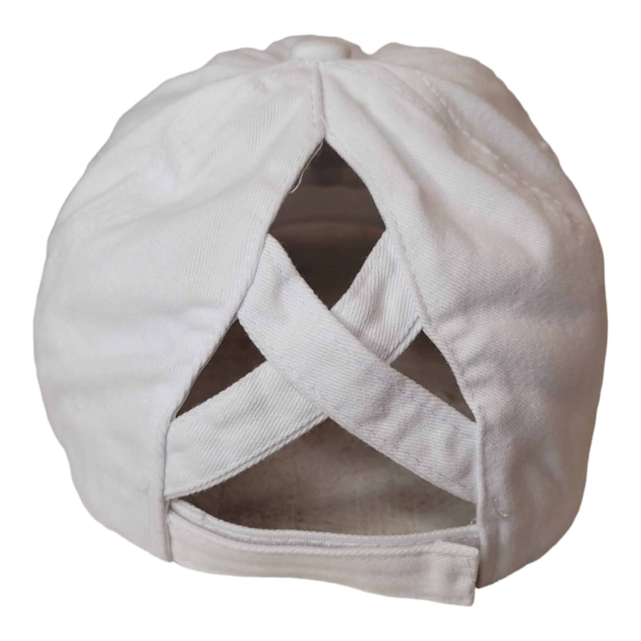 Smiley Baseball Cap with Pony Crisscross - White-Accessories-louisgeorgeboutique-LouisGeorge Boutique, Women’s Fashion Boutique Located in Trussville, Alabama