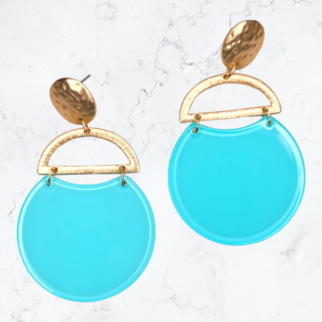 Aqua & Gold Geo Earrings-Earrings-louisgeorgeboutique-LouisGeorge Boutique, Women’s Fashion Boutique Located in Trussville, Alabama
