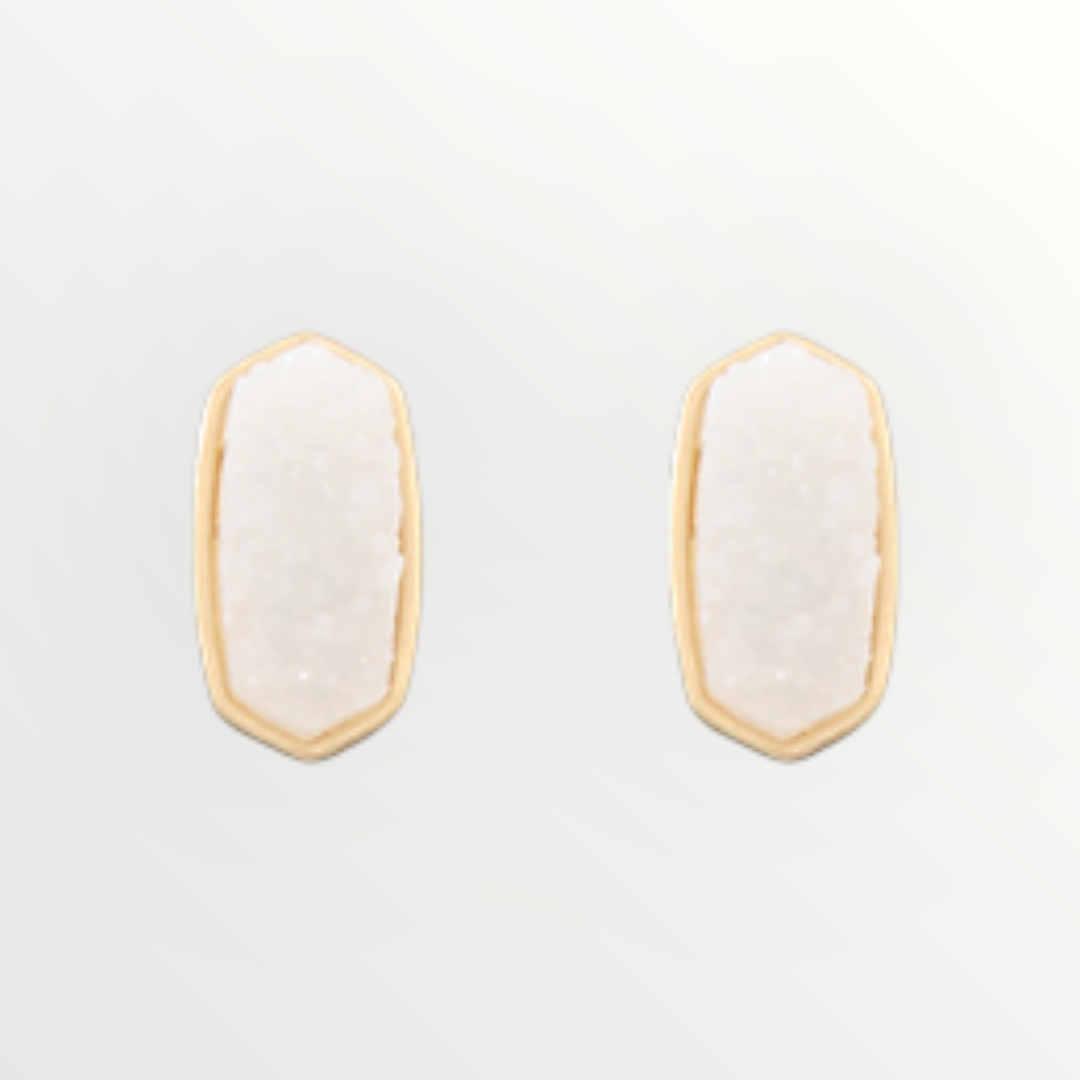 Druzy White Hexagon Earrings-Earrings-louisgeorgeboutique-LouisGeorge Boutique, Women’s Fashion Boutique Located in Trussville, Alabama