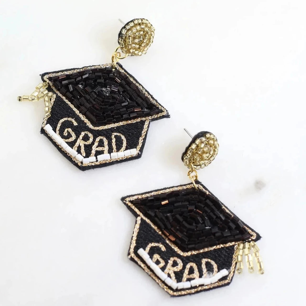 Grad Cap Beaded Earrings-Earrings-Caroline Hill-LouisGeorge Boutique, Women’s Fashion Boutique Located in Trussville, Alabama