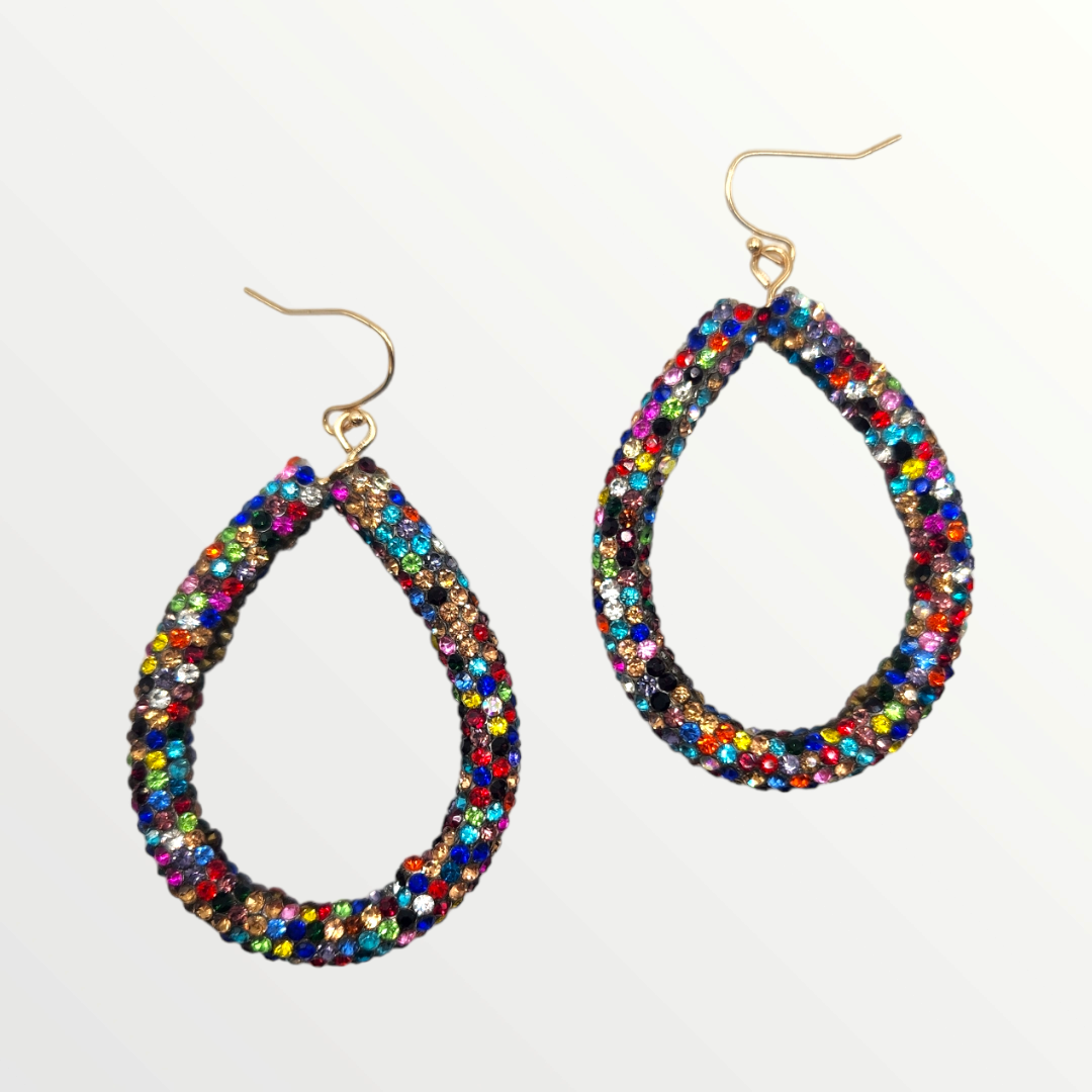 Sparkle Oval Drop Earrings-Earrings-LouisGeorge Boutique-LouisGeorge Boutique, Women’s Fashion Boutique Located in Trussville, Alabama