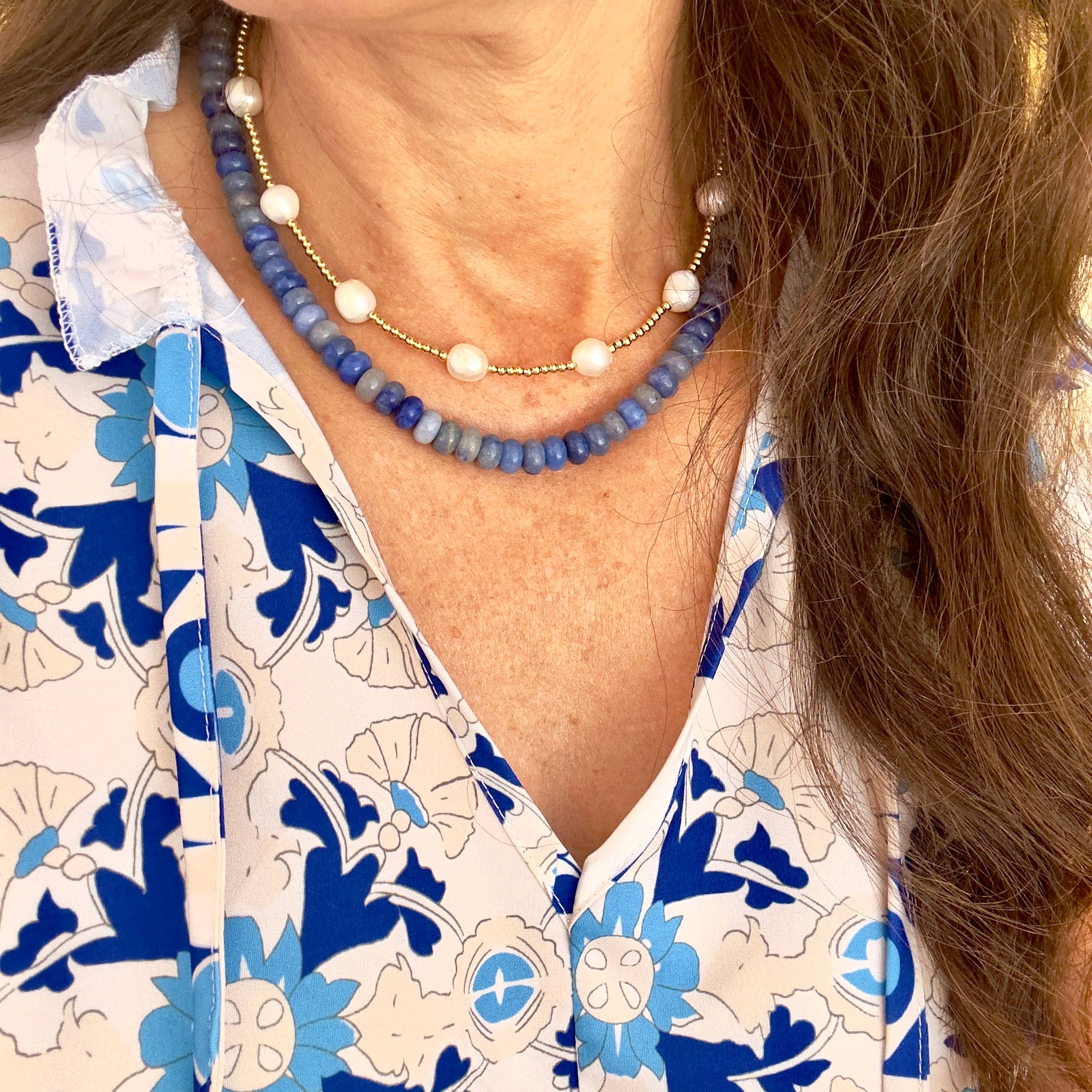 Denim Jade Beaded Necklace-Necklace-LouisGeorge Boutique-LouisGeorge Boutique, Women’s Fashion Boutique Located in Trussville, Alabama