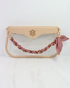 Madi Gameday Clear Crossbody - Nude/Navy & Orange Scarf Chain-Crossbody-Caroline Hill-LouisGeorge Boutique, Women’s Fashion Boutique Located in Trussville, Alabama