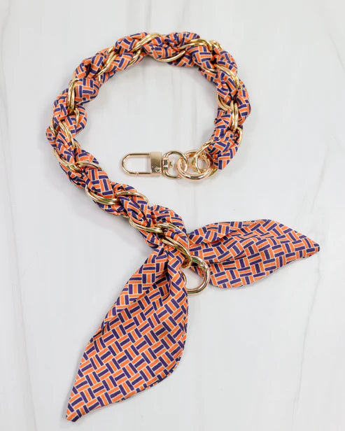 Madi Gameday Clear Crossbody - Nude/Navy & Orange Scarf Chain-Crossbody-Caroline Hill-LouisGeorge Boutique, Women’s Fashion Boutique Located in Trussville, Alabama